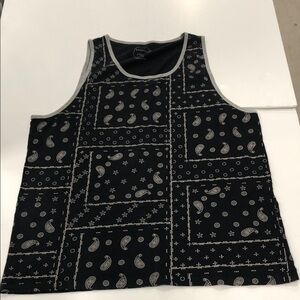 Black and white mens T-shirt Bandana style print.